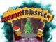 Unsere zwei Weihnachtstoasts Patrick und Chrischi beim 1. Adventsfrühstück 2021 Podcast. Die beiden sind auf dem Bild als Toastbrote mit Weihnachtsmützen dargestellt, die auf zwei roten Sesseln an einem grauen Tisch vor einem bunt geschmückten Weihnachtsbaum sitzen.