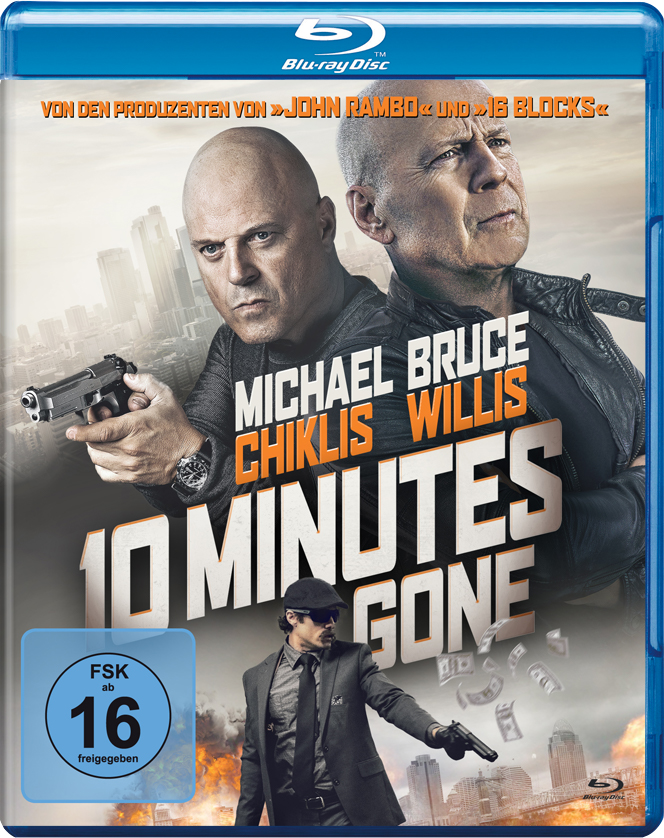 Michael Chiklis und Bruce Willis zieren das Cover von 10 Minutes Gone mit ernstem Blick