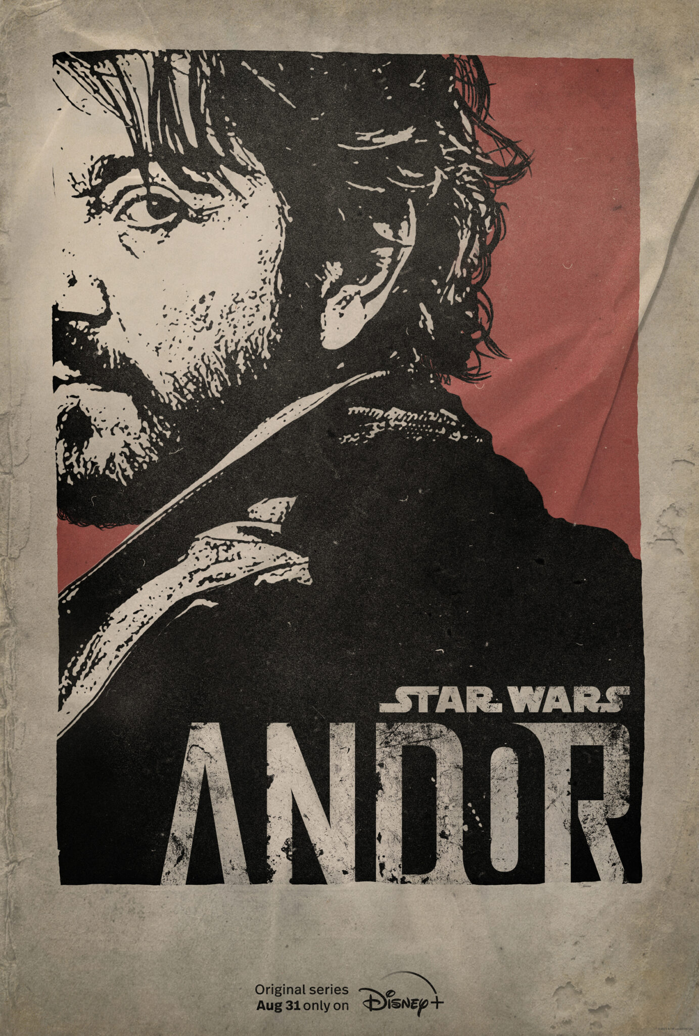 Das Plakat zu Andor zeigt den Titelhelden gezeichnet wie auf einem Fahndungsplakat.