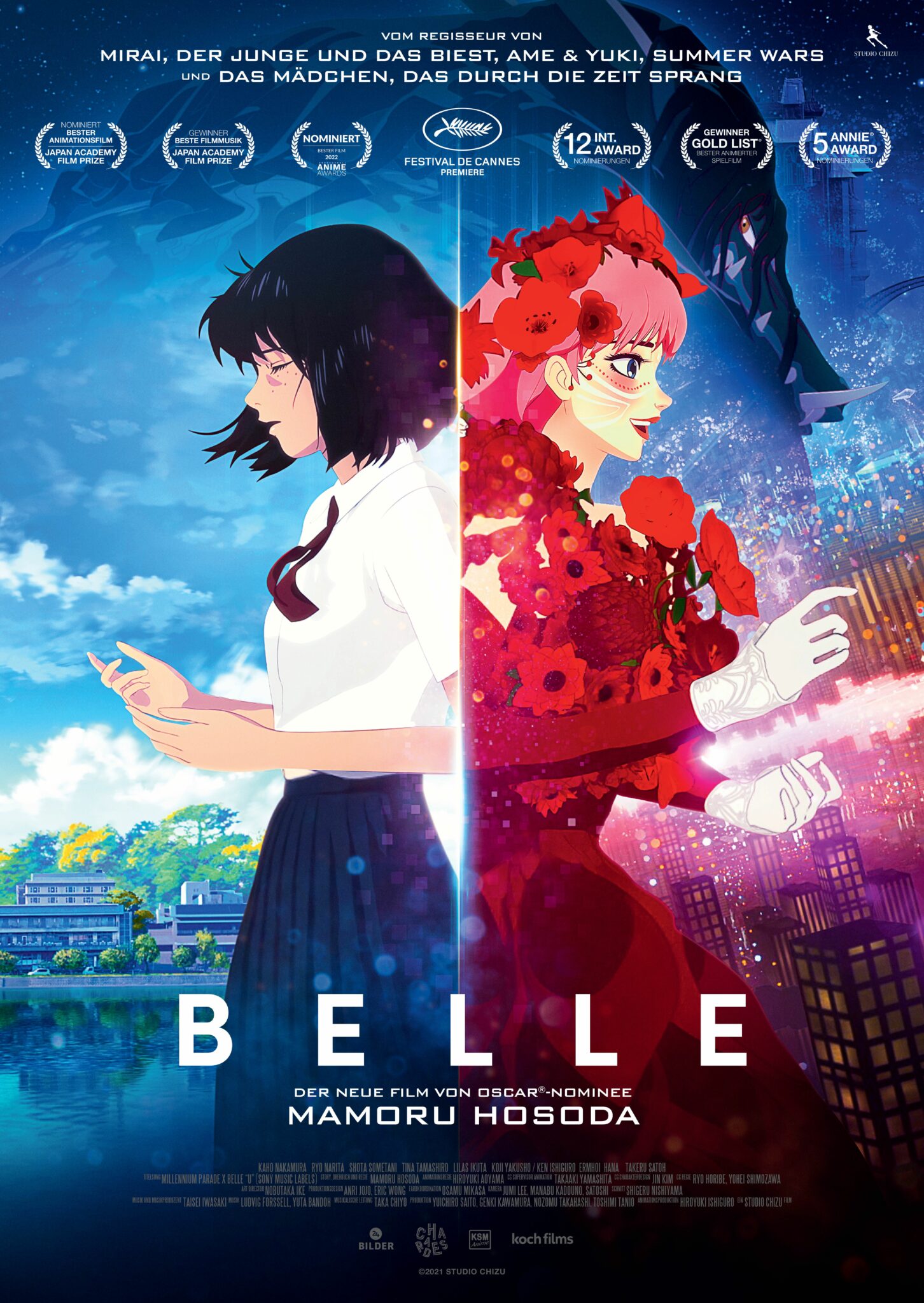 Suzu und Belle stehen Rücken an Rücken in ihren unterschiedlichen Welten - Belle Cover