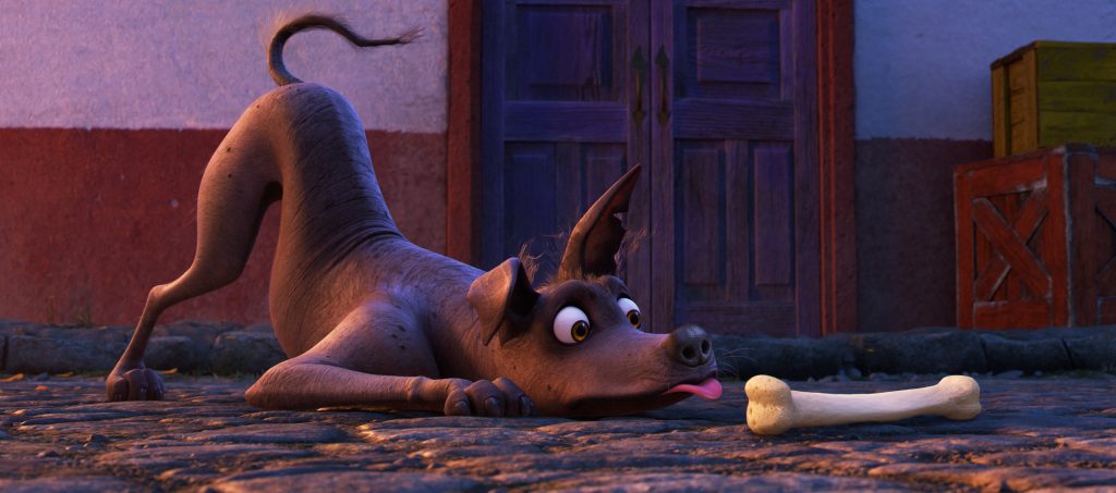 GIVE THE DOG A BONE — An unlikely star of Disney•Pixar’s “Coco,” Dante is a Xolo dog—short for Xoloitzcuintle—the national dog of Mexico. Nearly hairless and missing some teeth, Dante has trouble keeping his tongue in his mouth. But he’s a loyal companion to Miguel, an aspiring musician who hopes to follow in the footsteps of his idol Ernesto de la Cruz. Featuring the voice of newcomer Anthony Gonzalez as Miguel and Benjamin Bratt as de la Cruz, “Coco” opens in theaters Nov. 22, 2017. ©2017 Disney•Pixar. All Rights Reserved.