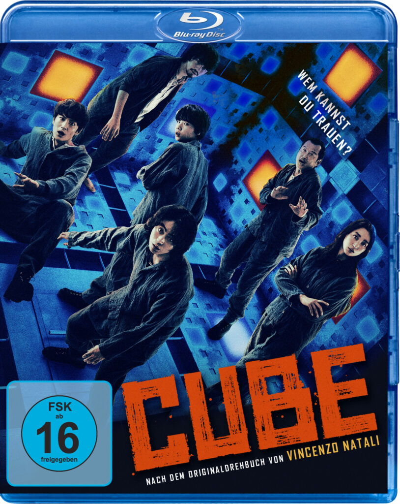 Über dem rot-orangen Schriftzug Cube sieht man die Protagonisten des Films
