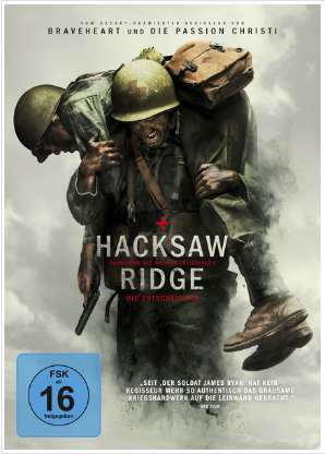 Auf dem Cover sieht man einen Soldaten, der einen anderen vom Schlachtfeld trägt in Hacksaw Ridge - Die Entscheidung