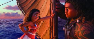 Tenacious teenager Moana (voice of Auliʻi Cravalho) recruits a demigod named Maui (voice of Dwayne Johnson) to help her become a master wayfinder and sail out on a daring mission to save her people. ©2016 Disney. All Rights Reserved.