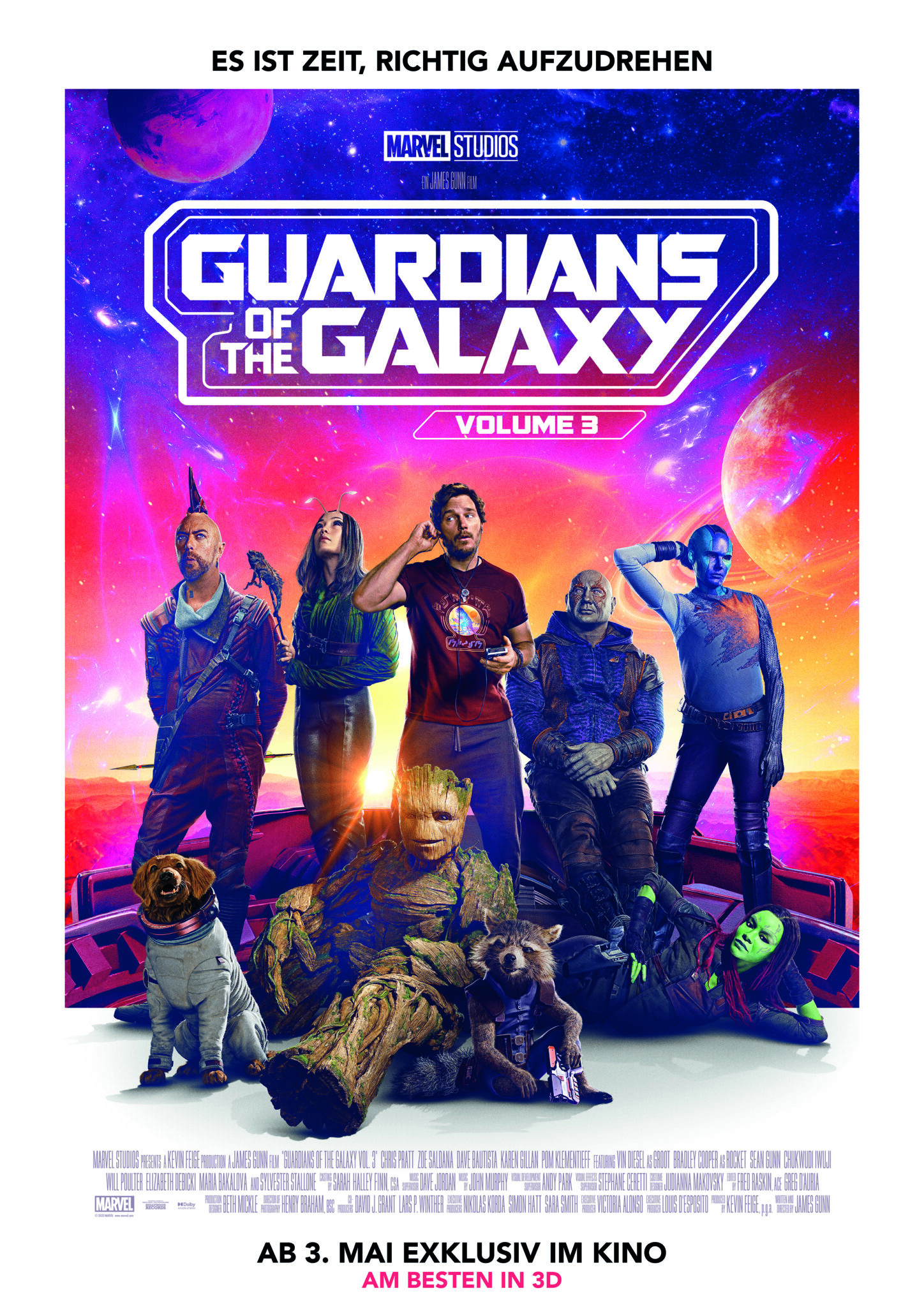 Das Poster von Guardians of the Galaxy: Vol. 3 zeigt die ganze Crew.