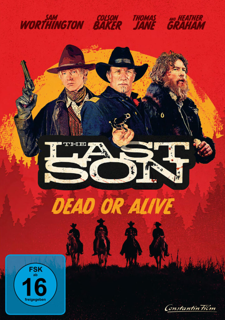 Das Filmplakat von The Last Son zeigt Cal, gespielt von Colson Baker alias Machine Gun Kelly, Solomon, gespielt von Thomas Jane und Isaac LeMay, gespielt von Sam Worthington.