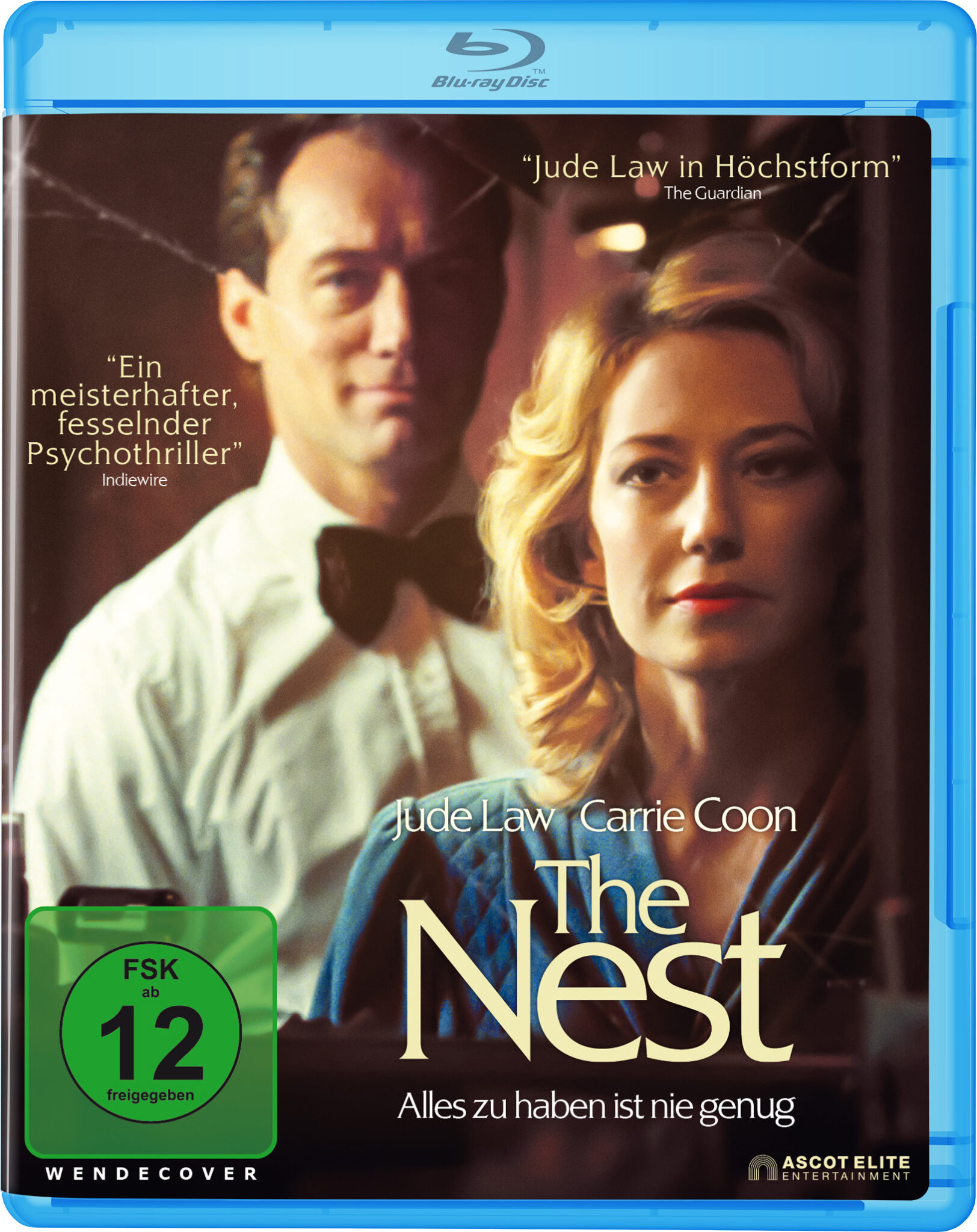 Das Cover der Blu-Ray-Disc des Film The Nest zeigt die beiden Protagonisten, den Titel und auch die Altersfreigabe ab 12 Jahren.