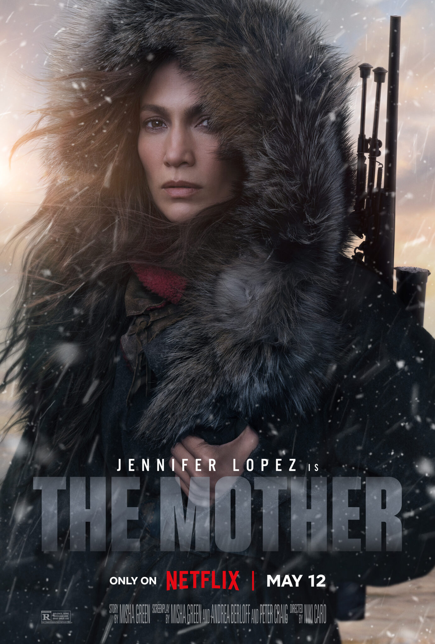 Das Poster zeigt die Hauptdarstellerin von The Mother: Jennifer Lopez.