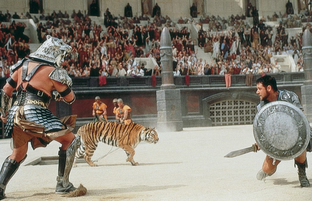 Maximus kämpft im Kolosseum, Gladiator